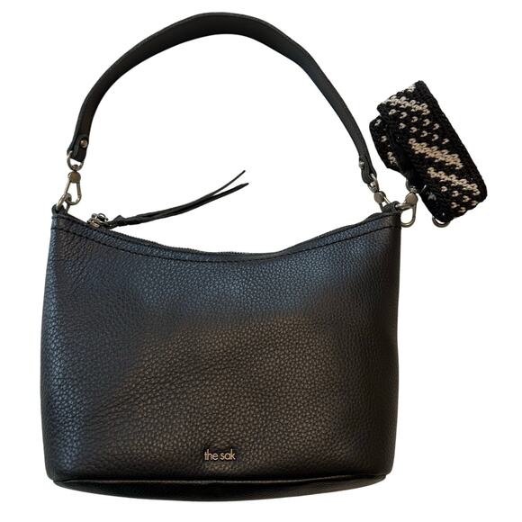 EUC The Sak Jasmine Small Hobo Bag Black Leather Everyday Shoulder - Picture 2 of 11